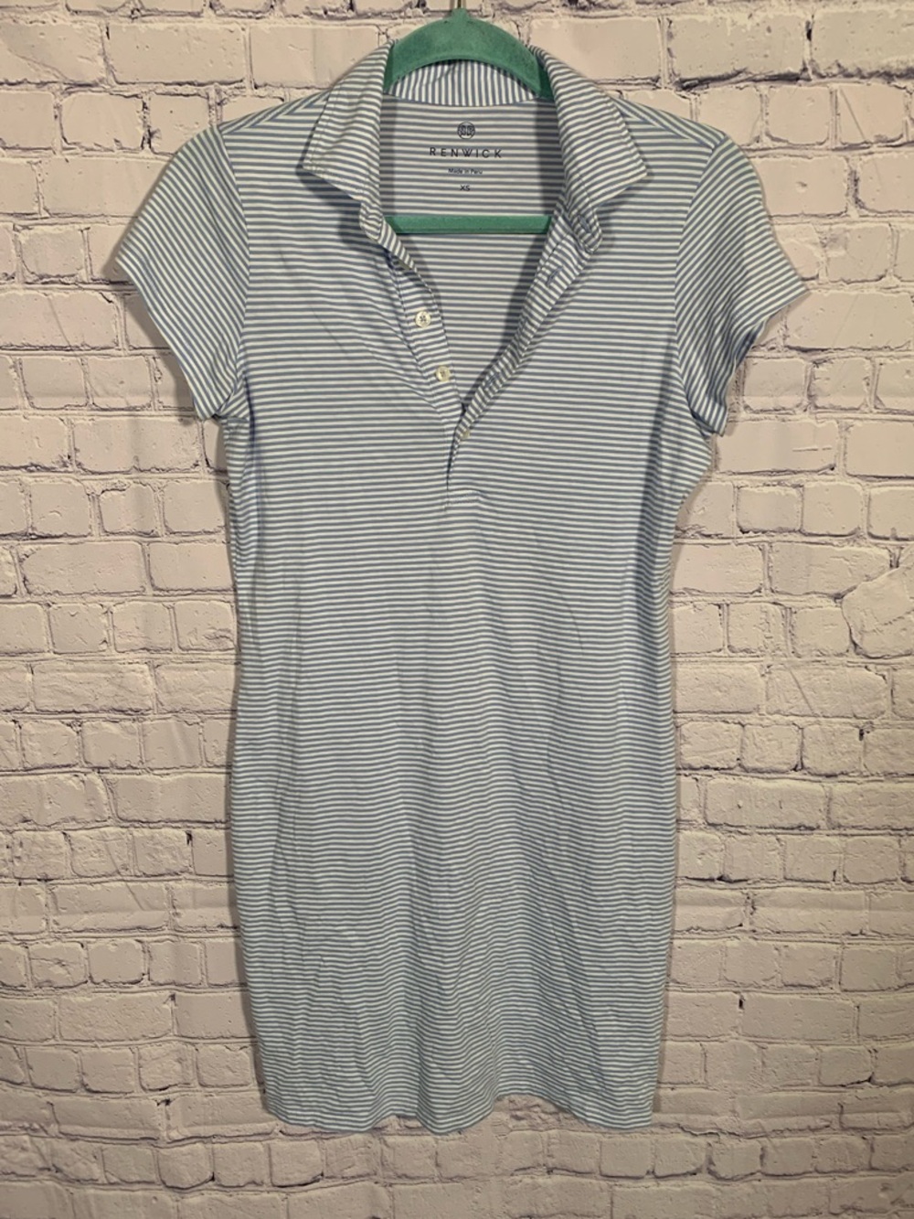 Renwick Womens Striped Polo Dress Blue White Size XS Preppy Golf Prep Stretch